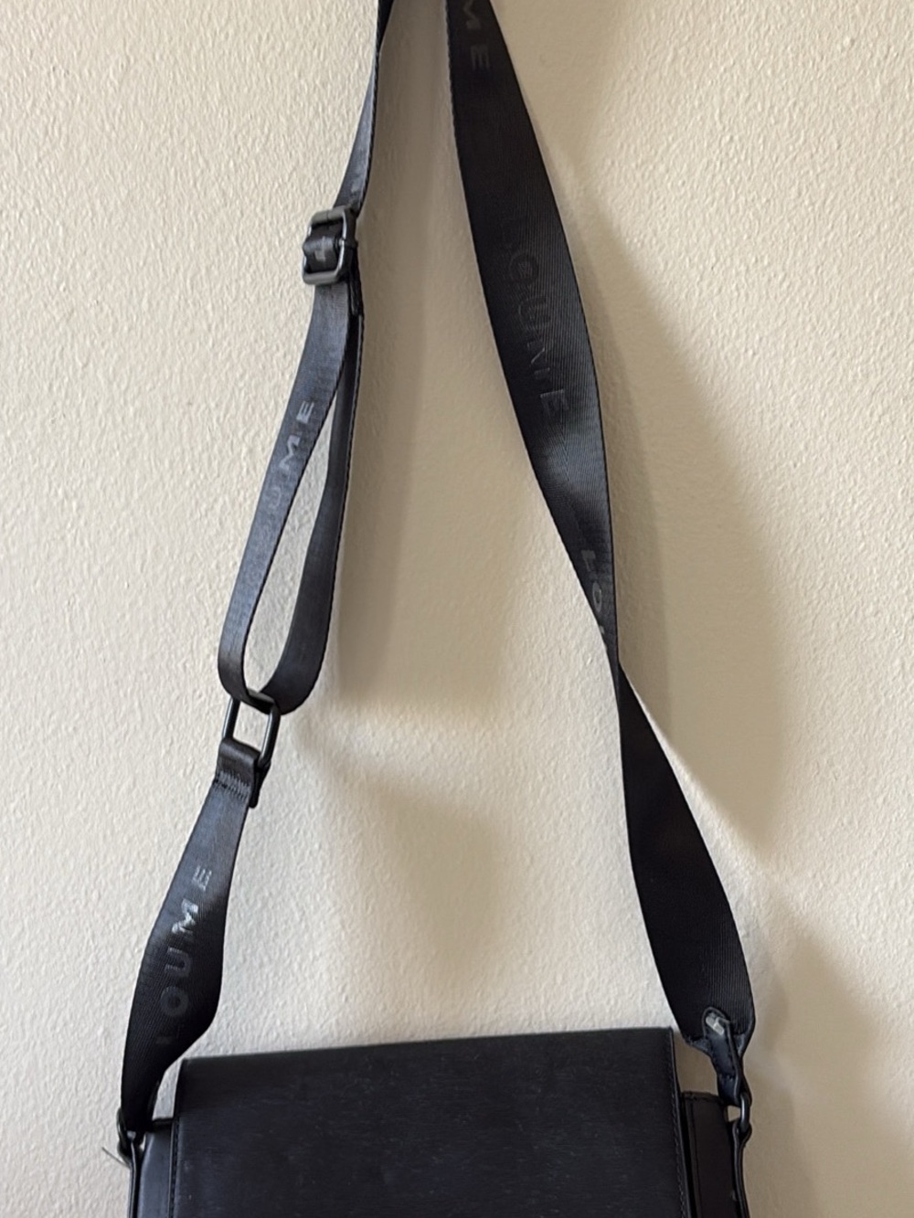 Loume Black Crossbody Bag with Adjustable Branded Strap